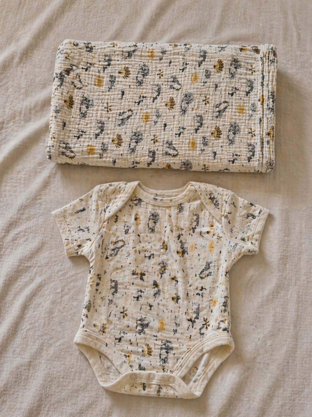 Tiny Kind Newborn Swaddle and Onesie (safari set)